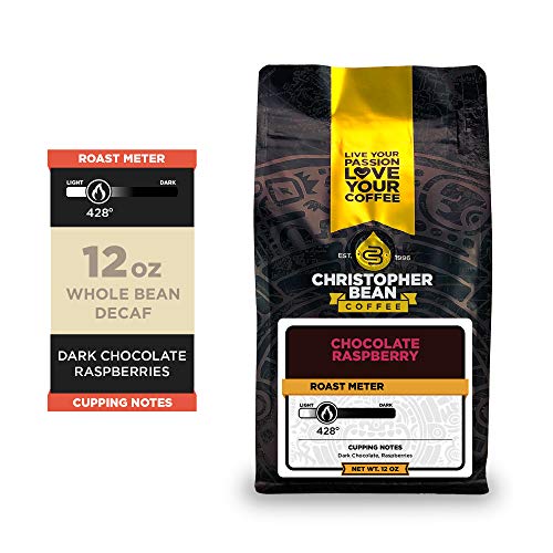 Christopher Bean Coffee - Chocolate Raspberry Flavored Coffee, (Decaf Whole Bean) 100% Arabica, No Sugar, No Fats, Made with Non-GMO Flavorings, 12-Ounce Bag of Decaf Whole Bean coffee