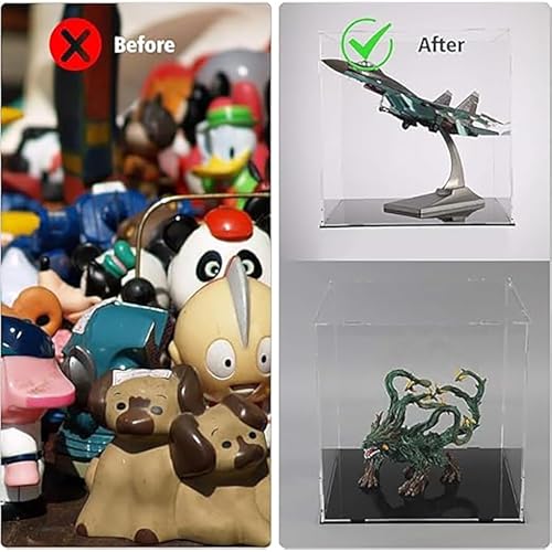 Image of Design Acrylic Transparent Rectangular Storage Box Self Assemble Collectibles Box Alternative Glass Case for Display Action Figure Toys 2 Pack (6x6x6 inch; 15x15x15 cm)