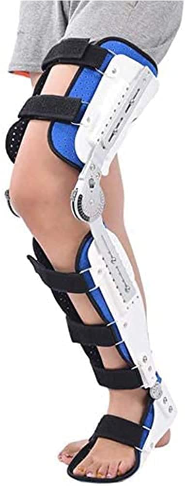 NGDFGR Hinged Knee Foot Support Brace, Post Op Knee Support Orthosis Immobilizer Proteor, Full Leg Stabilizer Knee Orthosis Splint - Adjustable Leg Stabilizer,Left-L