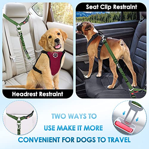 Image of SlowTon Dog Seat Belt for Car, 2 Pack Dog Car Harness Seatbelt with Bungee