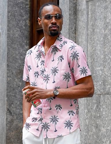 COOFANDY Mens Hawaiian Shirt Short Sleeve Button Down Shirts Tropical Floral Summer Beach Shirts - Image 5