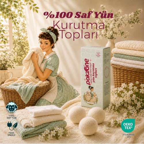 100% Saf Yün Çamaşır Kurutma Topları Doğal Yumuşatıcı Kurutma Makinesi için 3 Adet
