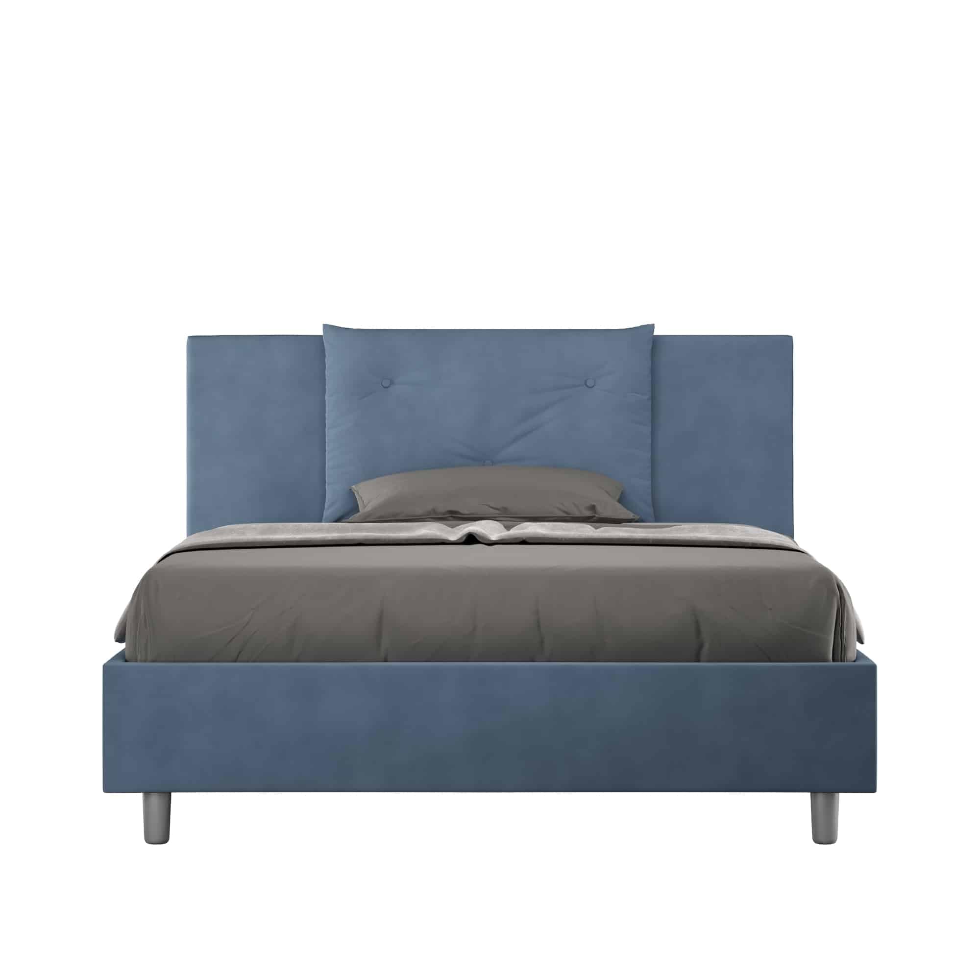 Letto una piazza e mezza contenitore imbottito 130x190 microfibra blu