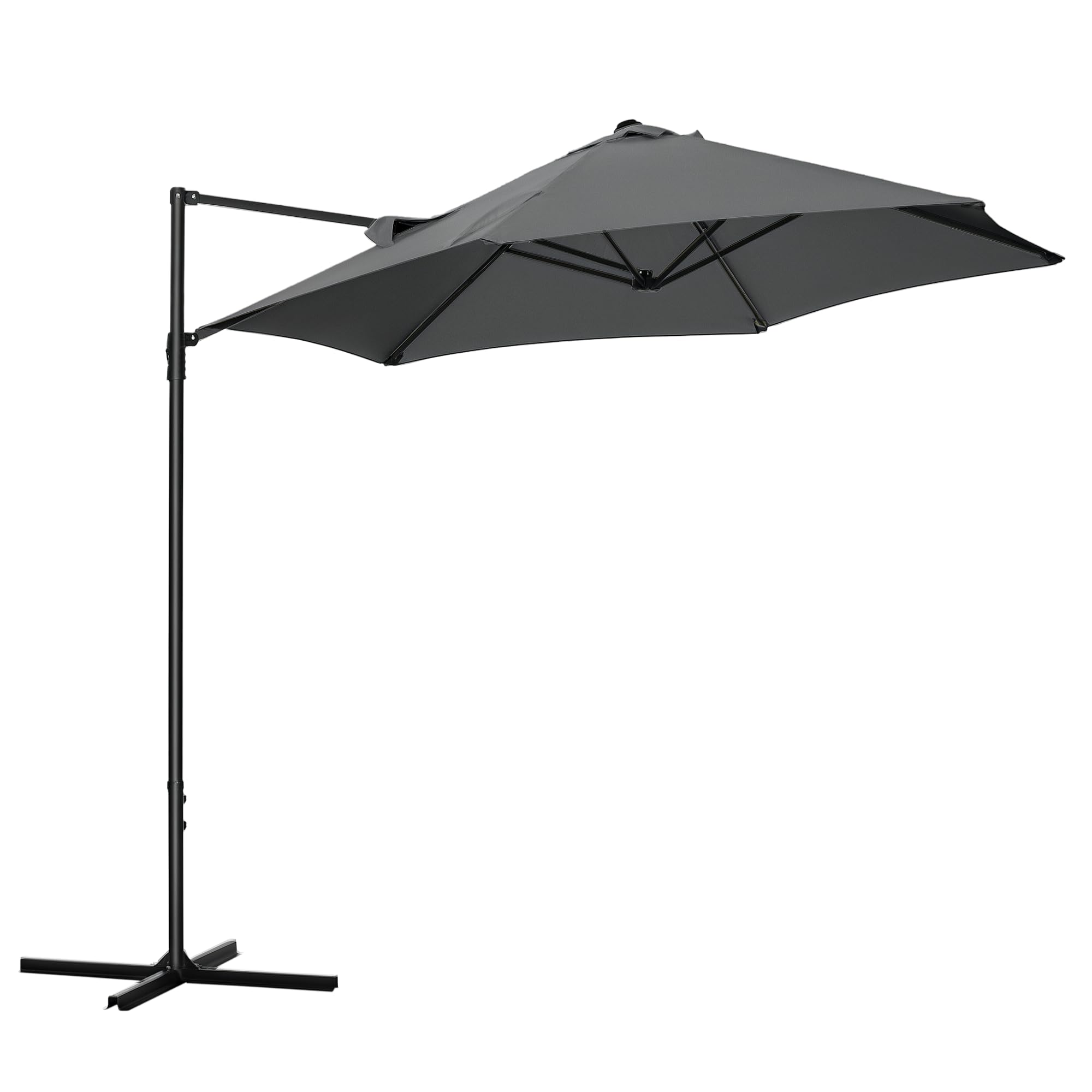 Outsunny Beige/Dark/Grey 2.5M Garden Cantilever Parasol, Offset Roma Patio Umbrella Hanging Sun Shade Canopy Shelter With 360° Rotation And Cross Base, - Φ256 X 245H Cm