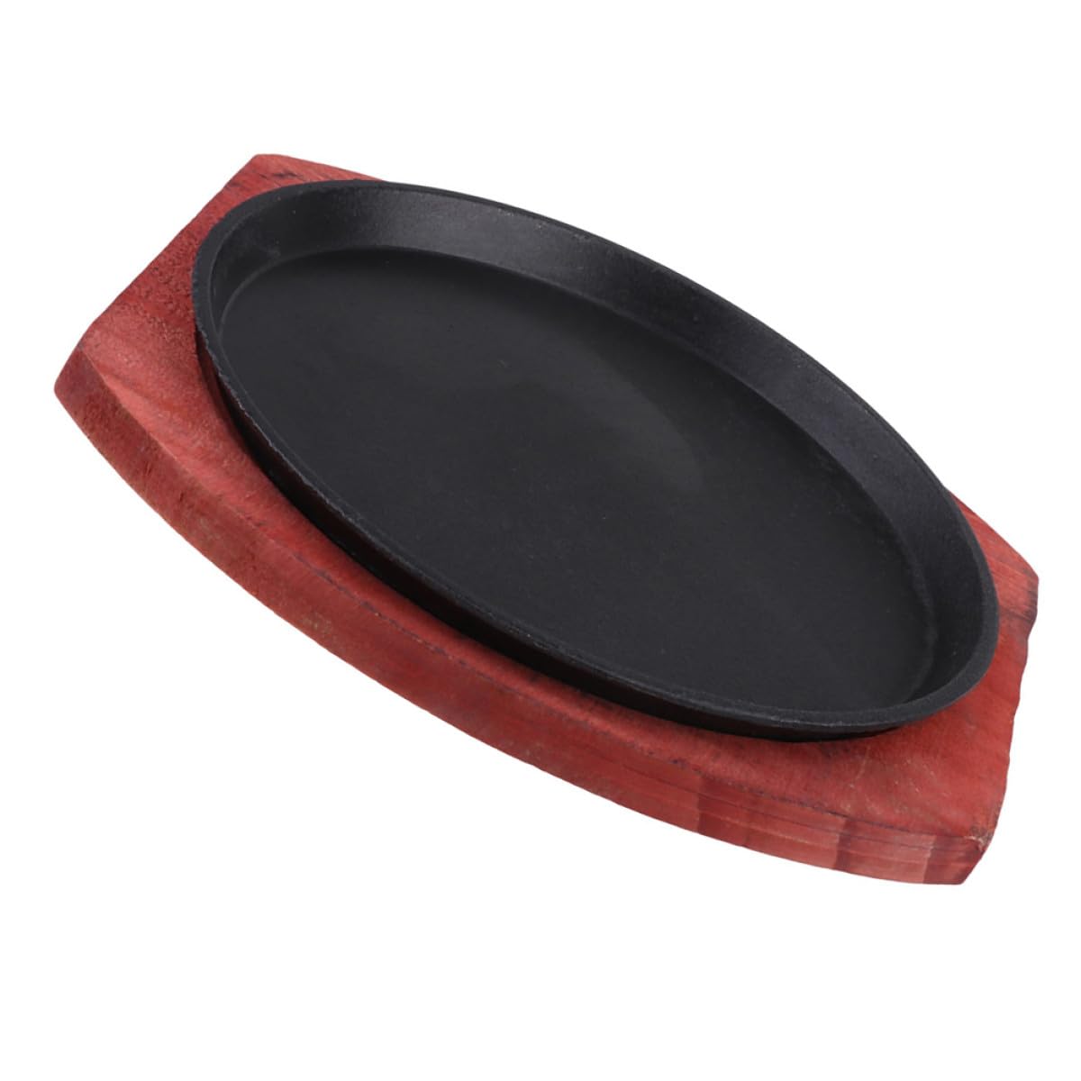 MAGICLULU Padella in Ghisa per Fajita Antiaderente con Piastra in Legno per Bistecca, Uso Versatile per Casa e Ristorante, Design Rotondo e Resistente