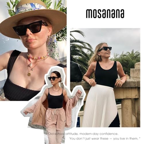 mosanana Square Cat Eye Sunglasses for Women Trendy Retro Cool MS51801
