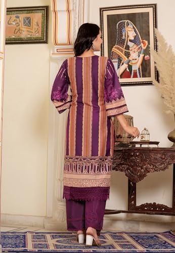 Image of Vbuyz Women's Digital Print Muslin Pakistani Style Stitched Kurta Palazzo With Dupatta | Eid Suits For Women | Salwarsuit For Women