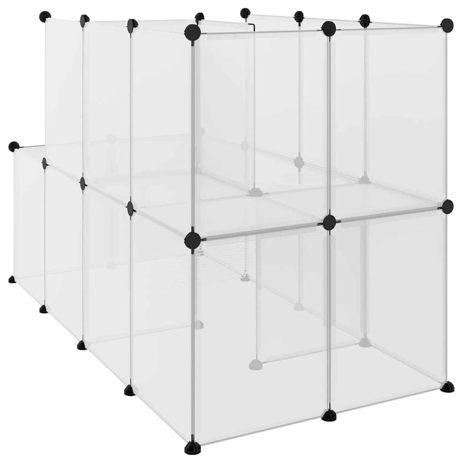 LAPOOH Jaula de Animales pequeños, Jaulas para Conejos, Jaula Cobaya, Jaula Hamster, Jaula para Gatos, Jaula Chinchilla, Recinto para Conejos, PP y Acero Transparente 142x74x93 cm