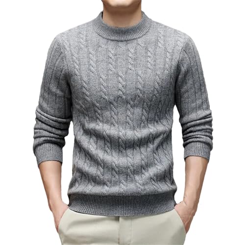 Men’S Casual Thick Wool Pullover Sweater Long Sleeve Mock Neck Solid Warm Knit Jumper Tops