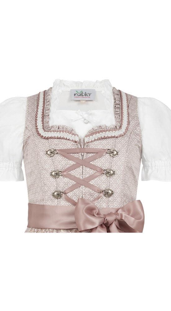 Nübler Dirndl Mädchen - 3 teiliges Set Dirndl Kleid mit Trachtenbluse und Schürze traditionell - Moderne bayrische Tracht, Stella Rosa