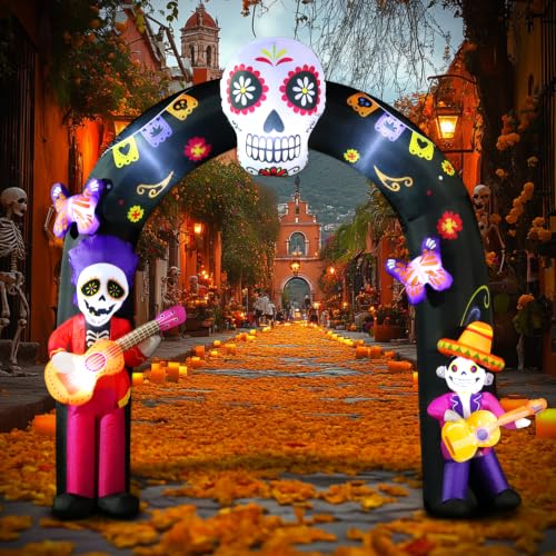 Aufblasbarer Dia-de-los-Muertos-Halloween-Torbogen mit LEDs, 2,4 m – Bild 7