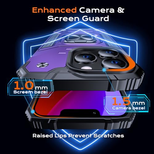 Image of Anqrp Heavy Duty Case for iPhone 14 Pro Case with Enhanced Ring Holder Grip Stand, Military Grade Shockproof Rugged Drop Protective Silicone Hard Slim iPhone 14 Pro Phone Case Cover,Purple