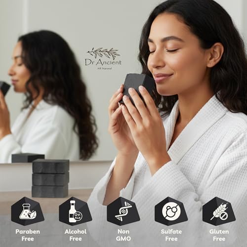 Image of Dr. Ancient Natural Charcoal Soap Bar Traditional Way Handcrafted Charcoal Black Soap for Face & Body, Deep Cleansing, Detoxifying, Pore-Minimizing, Activated Charcoal-Soaps, Vegan, Chemical-Free