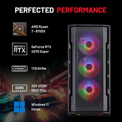 Skytech Rampage Gaming PC Desktop, 32GB DDR5 RAM | Ryzen 7 9700X 3.8 GHz (5.5GHz Turbo Boost), NVIDIA RTX 4070 Super 12GB GDDR6X, 1TB SSD, 5600 RGB, 750W Gold PSU, 360mm ARGB AIO - Image 5