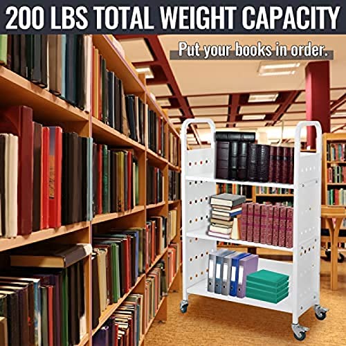 Bookshelf Book Cart Rack Industrial Metal Bookcase 3 Tier Holder With Wheels Modern Stylish Design Magazines Files Album Recipe Book Storage Organizer For Sofa End Bed Beside #TOP3