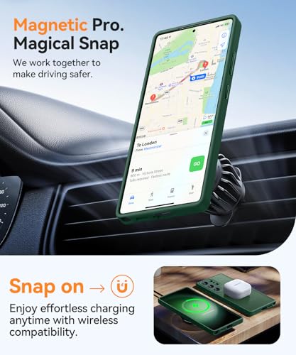 Image of CANSHN Designed for Samsung Galaxy S23 Ultra Case [Full Camera Protection] [Compatible with MagSafe] Translucent Matte Shockproof Protective Phone Cover 6.8 Inch - Deep Green