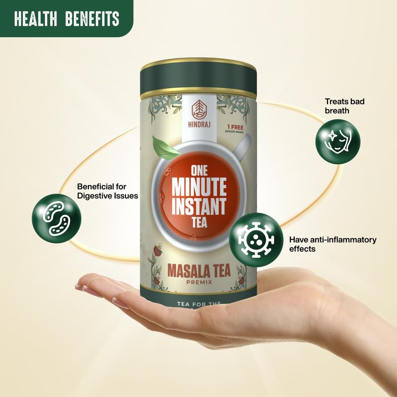 Image of Hindraj Instant Kadak Chai Premix Masala Tea 200 g On-the-Go Tea Powder Aromatic Blend of Cardamom, Cinnamon & Ginger Makes 20 Cups Quick, Spicy, Bold Flavor