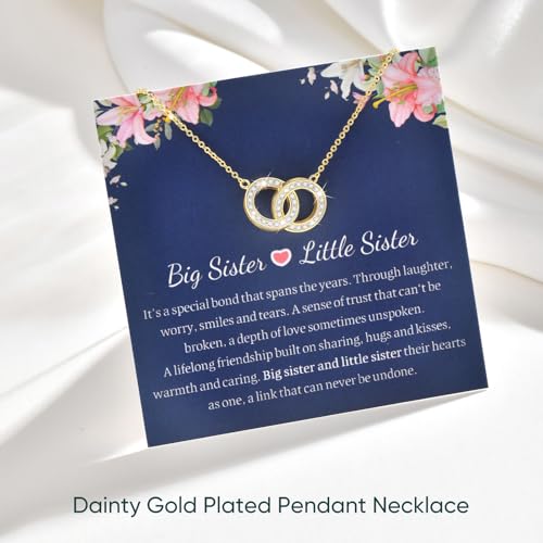 Image of Gifts for Mother Daughter Necklace -14K Gold Plated Interlocking Circles Zirconia Pendant Necklace, Dainty Mom Necklace for Women, Birthday Mother's Day Jewelry Gift for Her