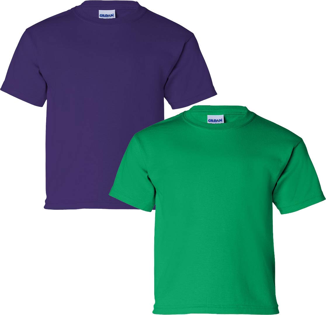 Gildan Kids' Ultra Cotton Youth T-Shirt, 2-Pack XL-Purple-Irishgreen