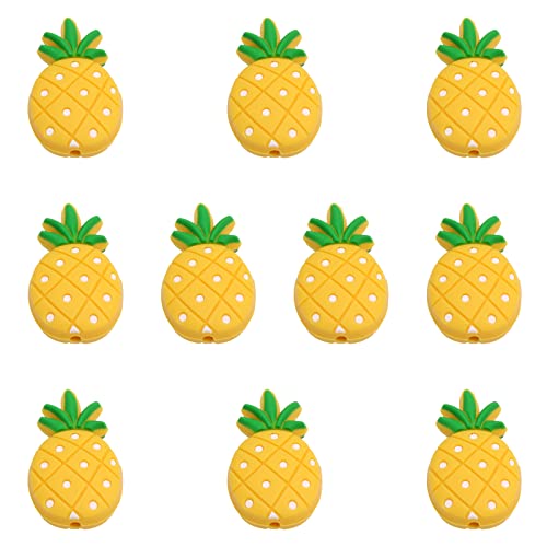CHGCRAFT 10Pcs Pinefruit Shape Silicone Beads for DIY Necklaces Bracelet Keychain Making Handmade Crafts, Gold