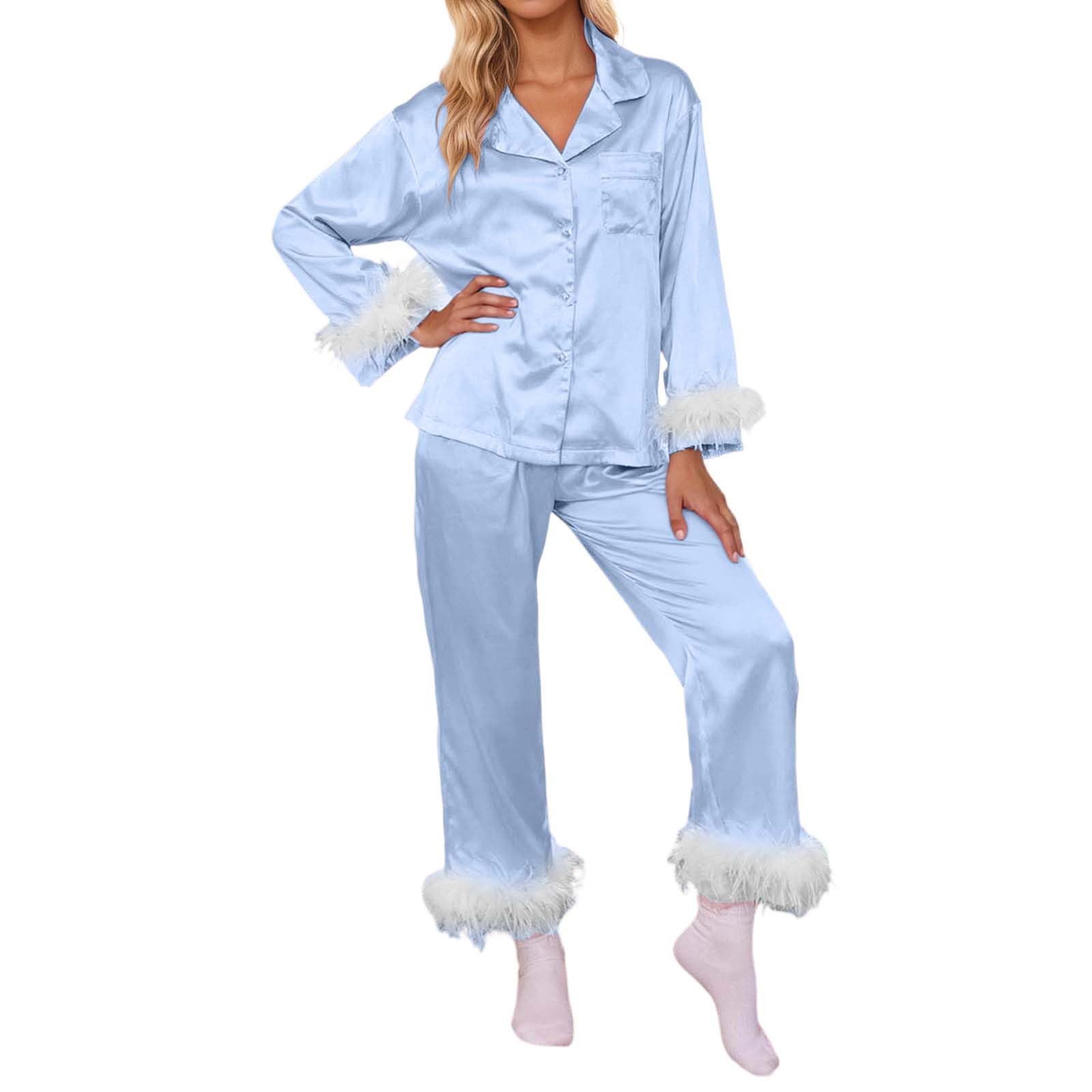 Pigiama Invernale Donna - Elegante Stampato Francese Morbido Comodo Completo da Due Pezzi per Donna Comodo Abbigliamento da casa