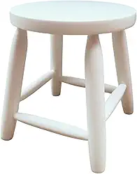 Banco Banquinho Baixo De Madeira Assento MDF Estrutura Eucalípto Altura 30 Cm Branco