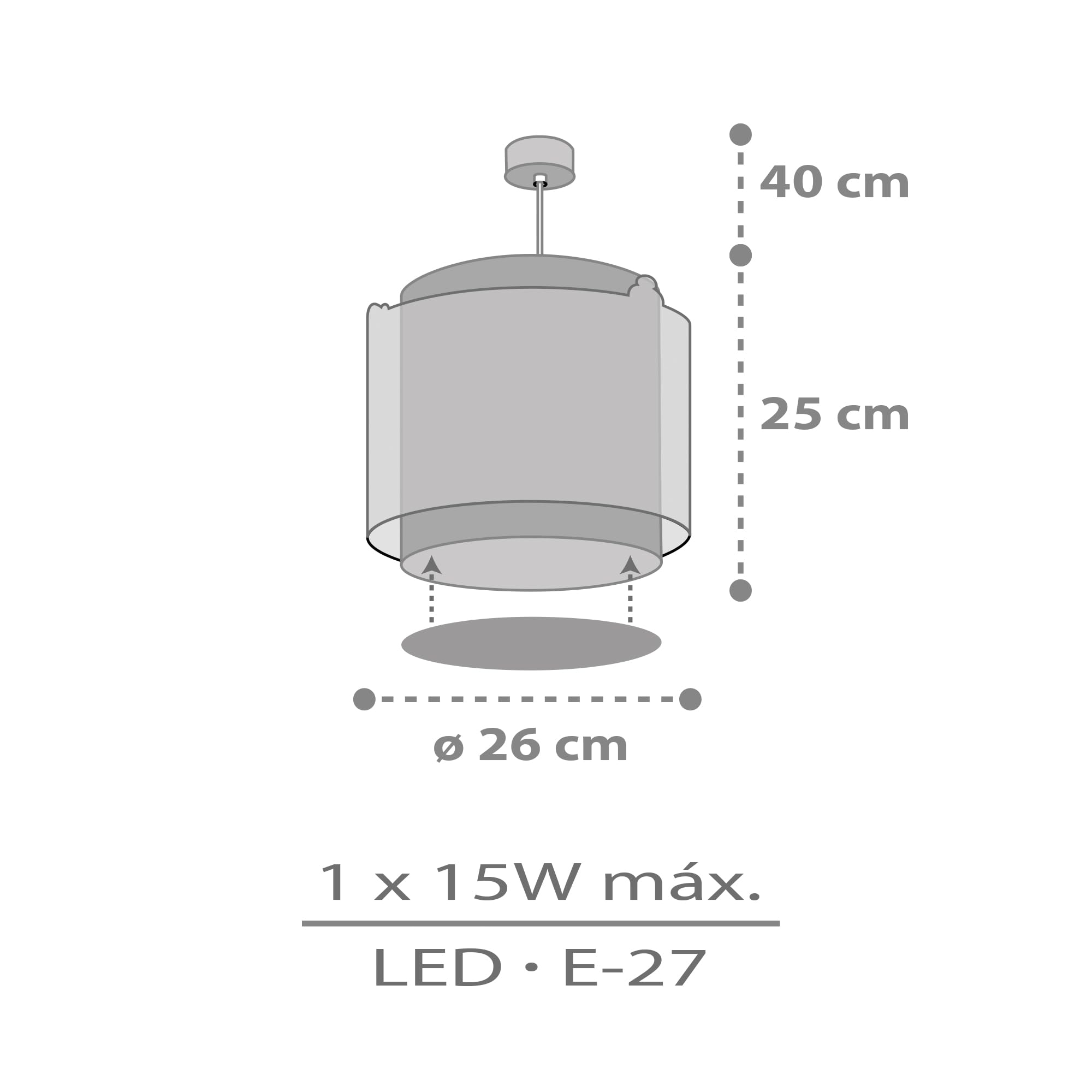 Dalber Lámpara Techo Colgante Infantil Snoopy 76302 E27 | Incluye difusor de luz inferior extraible; Habitación niños; lámparas infantiles.