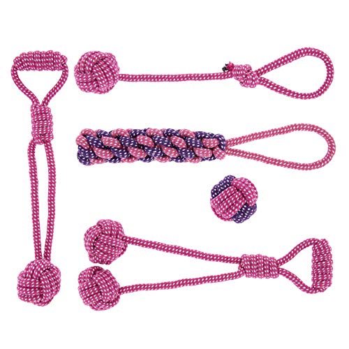 Mundopata Pack 5 Juguetes para Perros - Mordedor Perro Resistente - Divierte a tu Mascota con su Juguete Cuerda Perro - Juguetes para Perros Grandes y pequeos