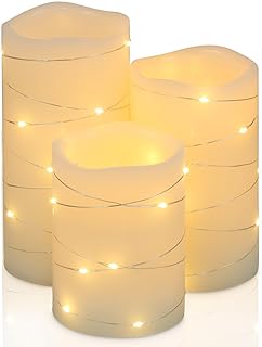14 Sangeet Decoration Ideas Filled With Music Dance And Color 129 H-BLOSSOM Flickering Flameless Candles Ivory Real Wax Pillar with Embedd...