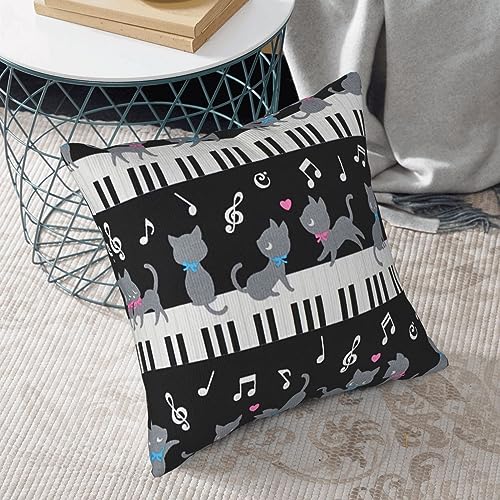 Housses de coussin velours côtelé imprimé chat musique doux