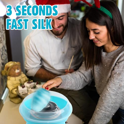 Zuckerwatte Maschine für Zuhause, 27cm Größe Retro Cotton Candy Machine, Cotton Candy Machine 450W mit Stäbchen Messlöffel für Kinderfest, Geburtstag, Party (Blau) – Bild 7