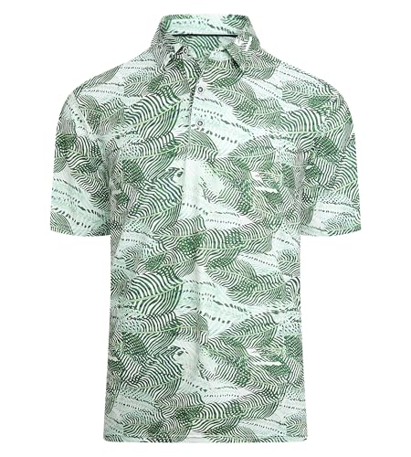 Alex Vando Mens Hawaiian Golf Shirt Moisture Wicking Digital Print Golf Shirts for Men