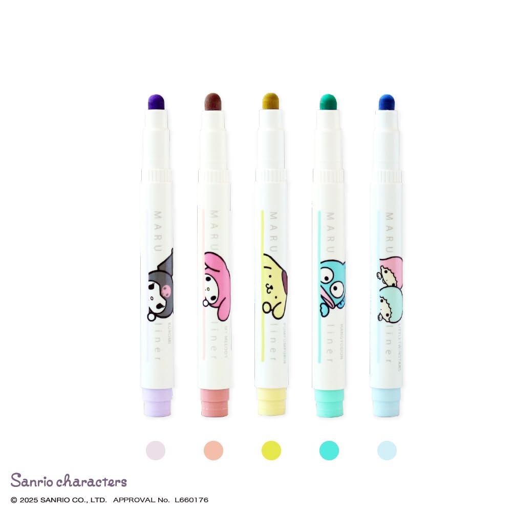 Sanrio Sweets Maru Liner Highlighters, Set of 5