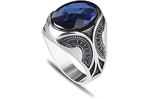 Exquisite Sapphire Gemstone Sterling Silver Ring for Men