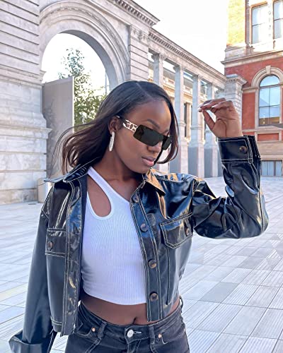 Image of SENMARIES Rimless Y2k Sunglasses For Women Men Rectangle Vintage glasses Fashion Flame Metal Sunglass Frameless Retro Eyewear