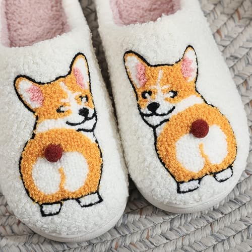 Image of LNERIP Slippers Winter Womens Mens Fluffy Plush Slippers Animals Cute Cartoon House Slippers Cuddly Warm Shoes Indoor Outdoor Girls Women