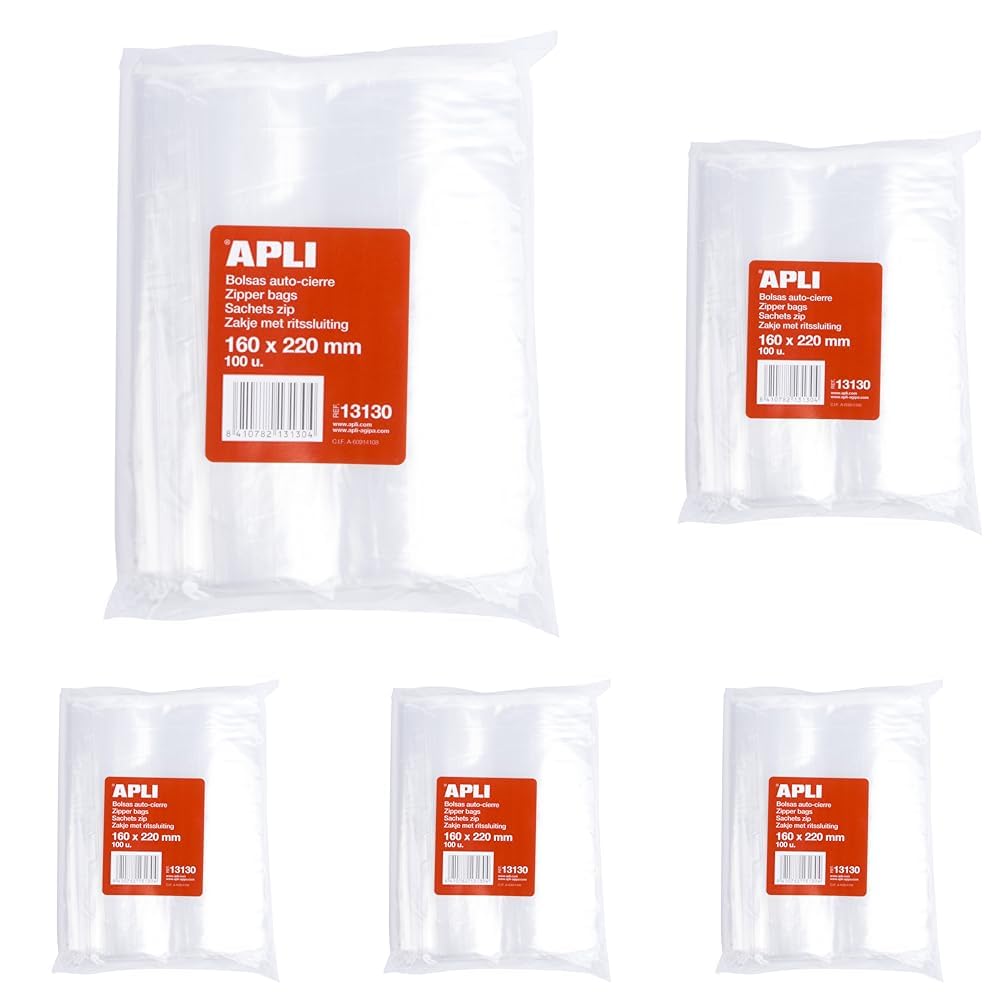 Visita la tienda de APLI APLI 13135, Pack de 100 Bolsas de Plástico con Autocierre, 80 x 120 mm, Multicolor in use