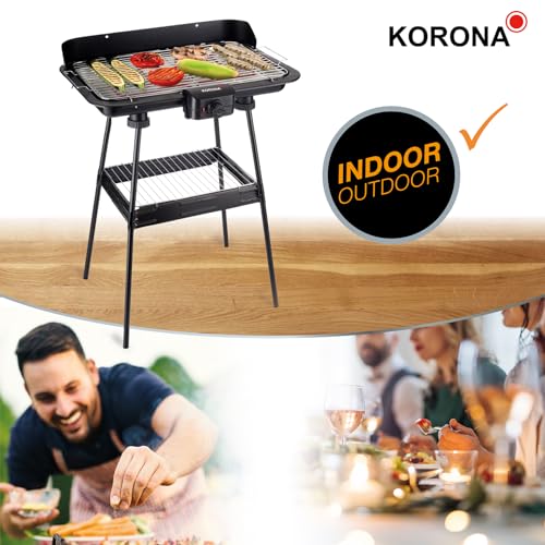 Foto von Korona 46221 Elektrischer Standgrill mit XXL-Grillrost (51 x 30 cm) | 2200 Watt | Windschutz | Kontrollleuchte | Sicherheitsschalter | Stufenlose Temperatureinstellung