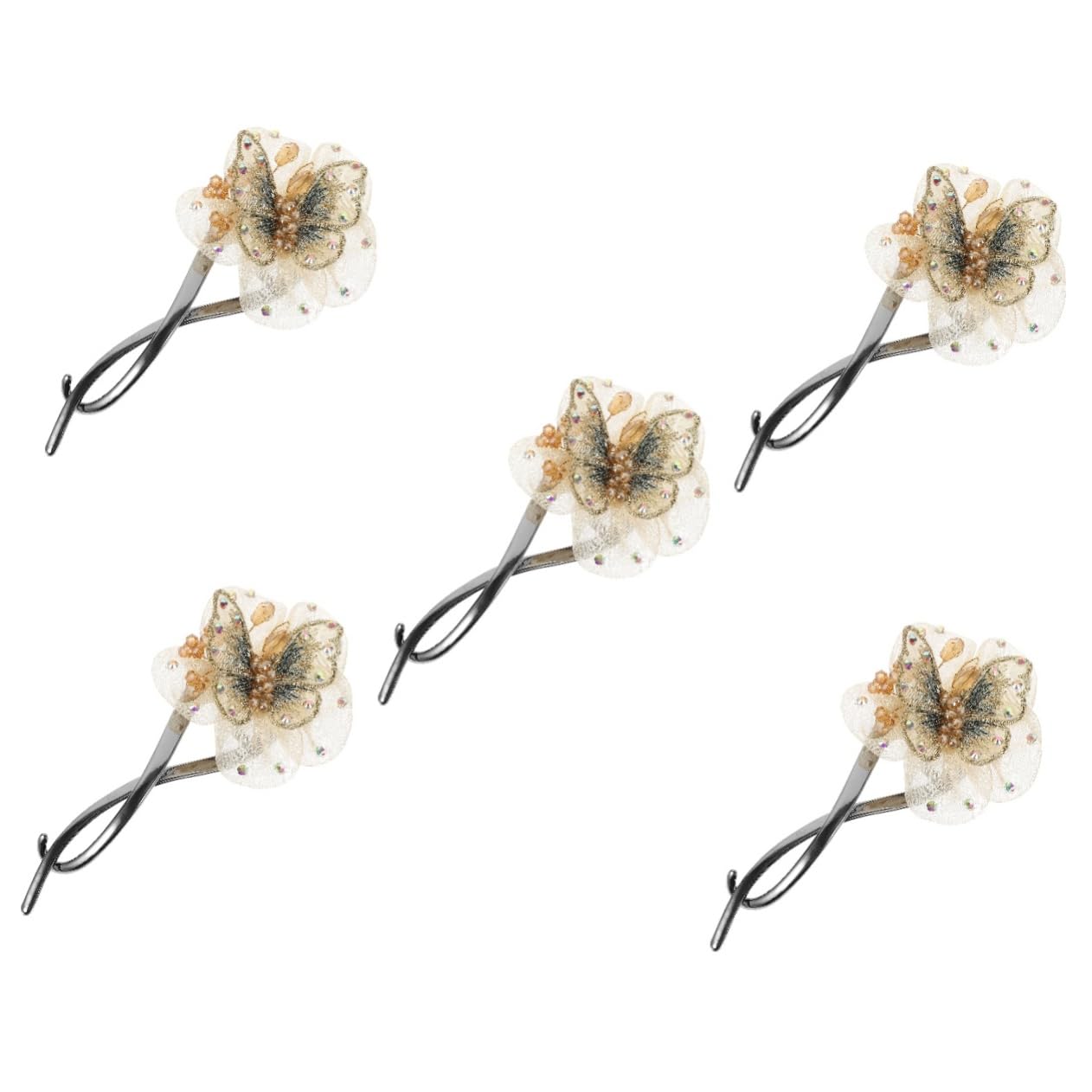 FRCOLOR 5 Piezas sombrerería hair clips horquillas moño clips franceses para el cabello pinzas para el cabello de maquillaje sin arrugas pasadores para niñas clip de pelo giratorio tela
