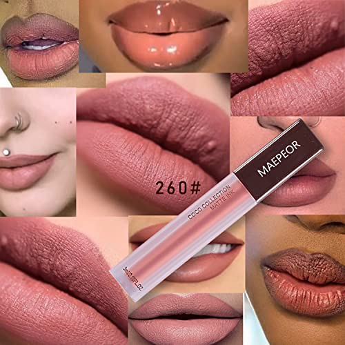 Maepeor Matte Liquid Lipstick Set 5 Colors High-Pigmented Smooth Creamy Lipstick Long-Lasting Non-Stick Cup Not Fade Lip Combo Set For All Skin #TOP4