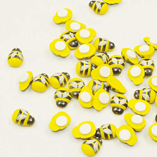 Happium Mini 9x12mm Self Adhesive Wooden Bumble Wood Topper 50pcs (Bees)