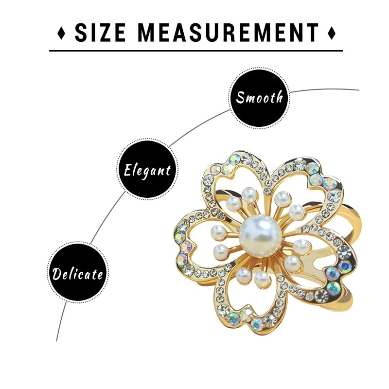 Image of 3pcs Elegant Rhinestone Daisy FLowers Scarf ring Buckle for Lady Heart Crystal Rhinestone Scarves Clip Buckle for women