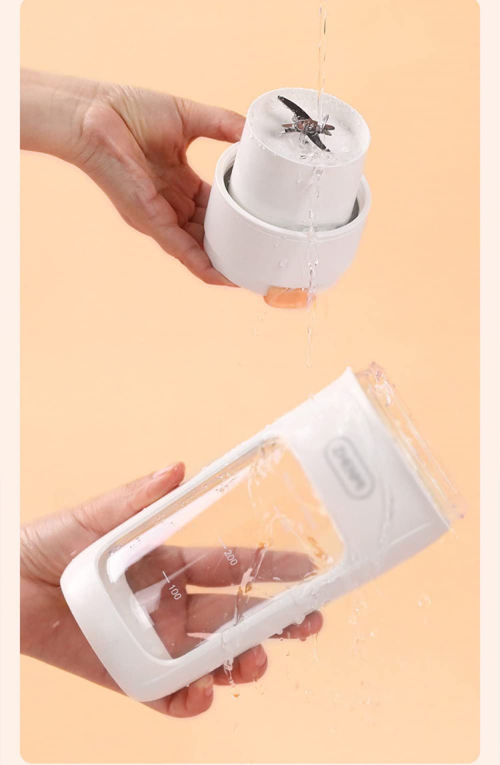 Spremiagrumi Portatile, Frullatore Portatile a 8 Lame, Attrezzatura da Campeggio Bicchiere per Frullatore Multifunzione Domestico, Mini Frullatore per Frappè e Frullati, Bianco