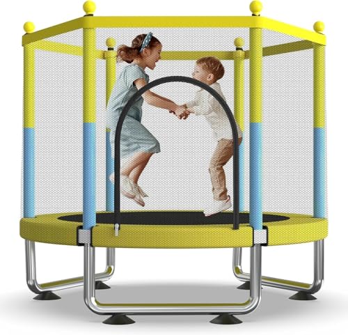 Trampolín de 150 cm para niños, para exterior e interior, con red de seguridad, ajustable 150 kg, para niños y niñas de 3 a 8 años