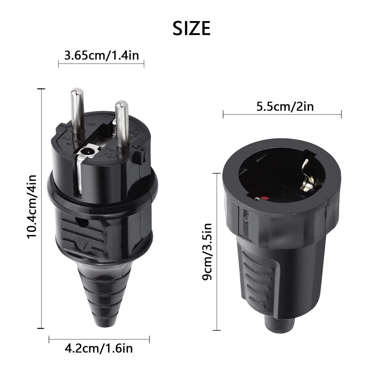 6 Paar Schuko Stecker Set IP54 - Wasserdichte Steckverbinder Für Außenbereich