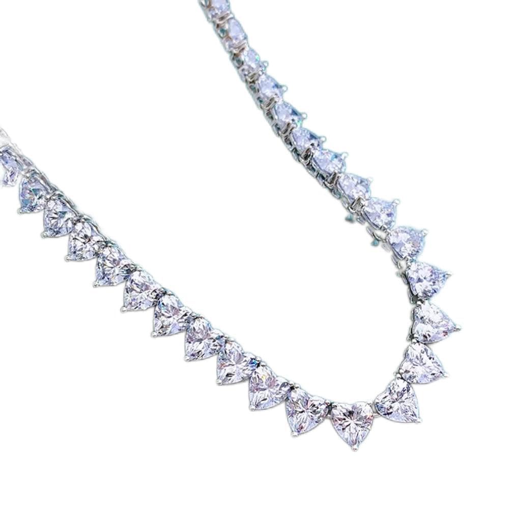 Collar de Cadena de Piedras Preciosas de moissanita con Corte de corazón de Plata de Ley 925 de 6 * 7 MM para Mujer