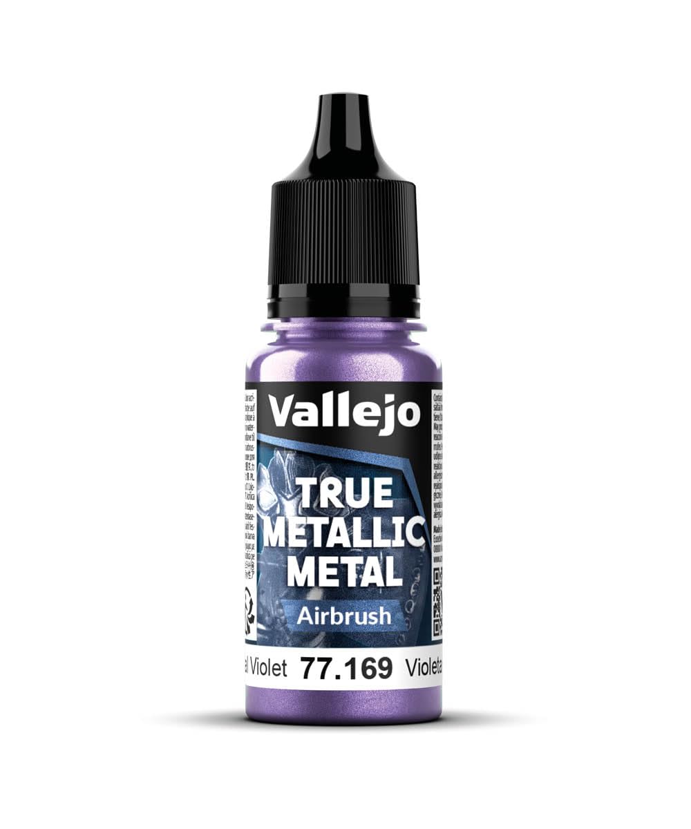 Vallejo True Metallic Paint 18ml, Celestial Violet, Intense Colors for Airbrush, Ready-to-Use Formula, Smooth and Durable Finish
