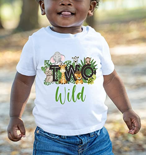 Two wild safari animals jungle zoo 2nd second birthday shirt two wild shirt two wild birthday boy 2nd birthday shirt boys wild shirt (3 T)3