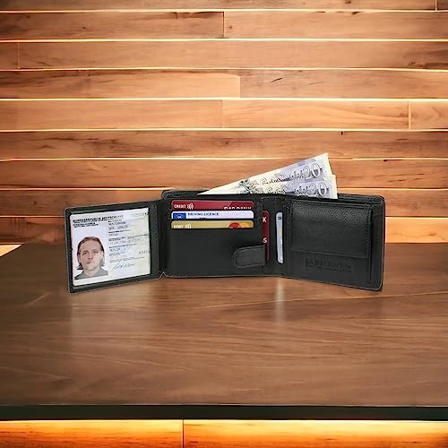 Designer RFID Wallet For Men | Made From Real Leather and Superior RFID Blocking Materials For Complete Credit Card Protection | Red Black 11704