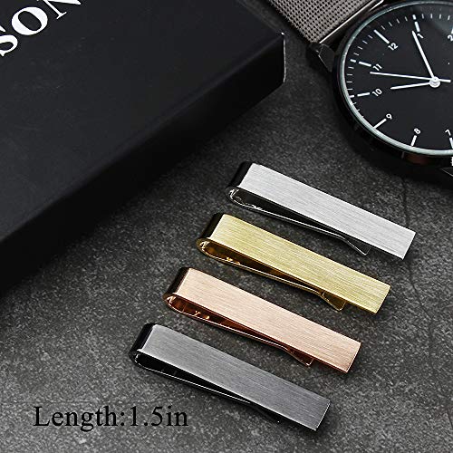 HAWSON 1.5 Inch Tie Clips for Men for Skinny Tie Bar 4Pcs Tie set for Wedding Anniversary Business and Daily Life-Best Gifts3